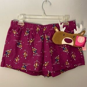 New JENNI INTIMATES Flannel Pajama PJ Shorts Boxers/ Sleep Mask S
